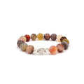 Agate Bracelet with Decorative Silver Charm, Natural Semiprecious Stone Bracelet