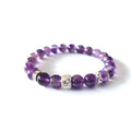 Amethyst Bracelet with Decorative Silver Charm Semiprecious Stone Jewelry
