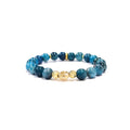 Apatite Bracelet with Decorative 18K Gold Charm, Semiprecious Stone Bracelet