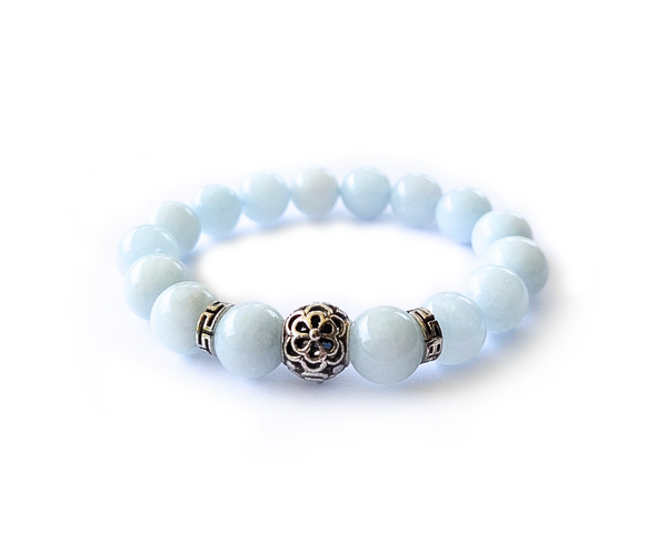 Aquamarine Bracelet with Decorative Silver Charm Jewelry