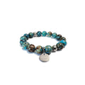 Chrysocolla Bracelet with Decorative Silver Charms, Semiprecious Stone Jewelry