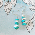 Turquoise and Howlite Semi Precious Stone With 925 Sterling Silver Ear Hooks Drop Earrings Handmade