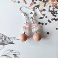 Rhodonite and Rose Quartz Semi-Precious Stone With S925 Silver Ear Hooks Drop Earrings Handmade
