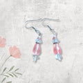 Pink Quartz Faced Teardrop Natural Gemstone Drop Earrings, Handmade Drop Earrings