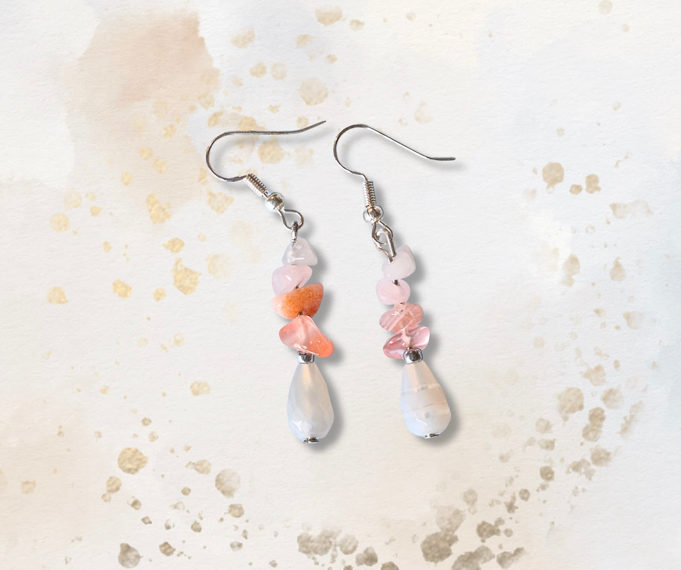 Natural Gemstone Agate Drop Earrings, Handmade Drop Earrings