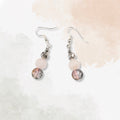 Rose Quartz with Crystal Glass and Silver Charm Earrings, Handmade Drop Earrings