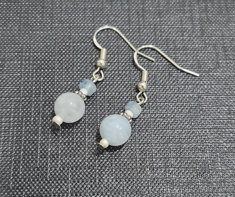 Aquamarine Natural Semi Precious Stone Drop Earrings, Handmade Drop Earrings