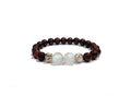 Garnet and Moonstone Bracelet with Decorative Silver Charm, Semiprecious Stone Jewelry