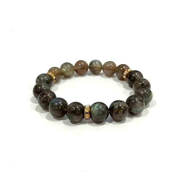 Labradorite Bracelet with Decorative Gold Plated Stoppers Jewelry