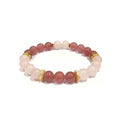 Strawberry Quartz and Rose Quartz with Decorative 18k Gold Charm, Semiprecious Stone Jewelry