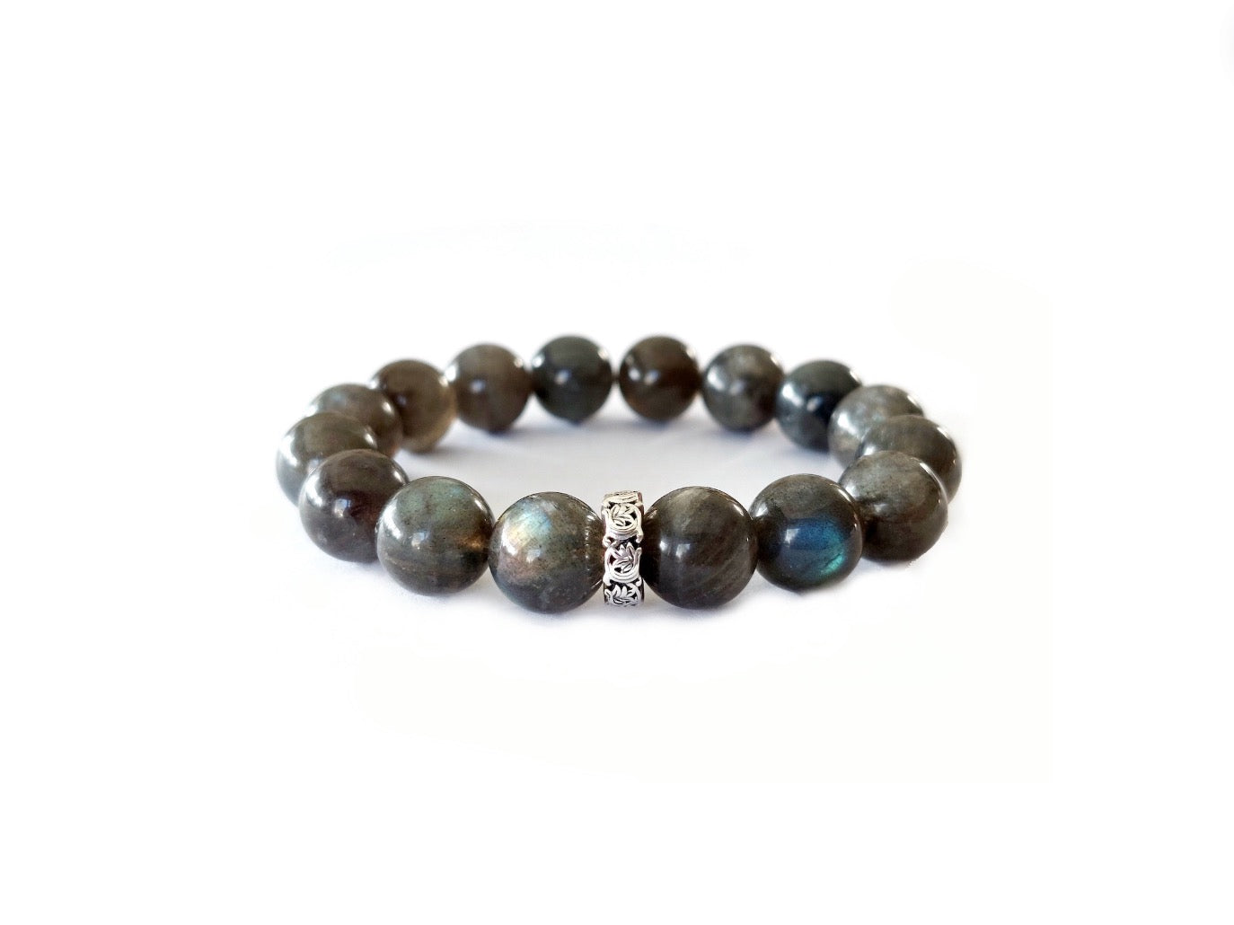 Labradorite Bracelet with Decorative S925 Silver Charm Women Jewelry