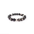 Silver Obsidian Bracelet with Decorative Silver Charms, Semiprecious Stone Jewelry
