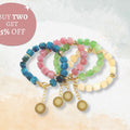 *** Buy two get 5% off*** Natural Crystal Stone Wire Bracelet with Decorative Silver, 18K Gold Rhodium Plated Charm