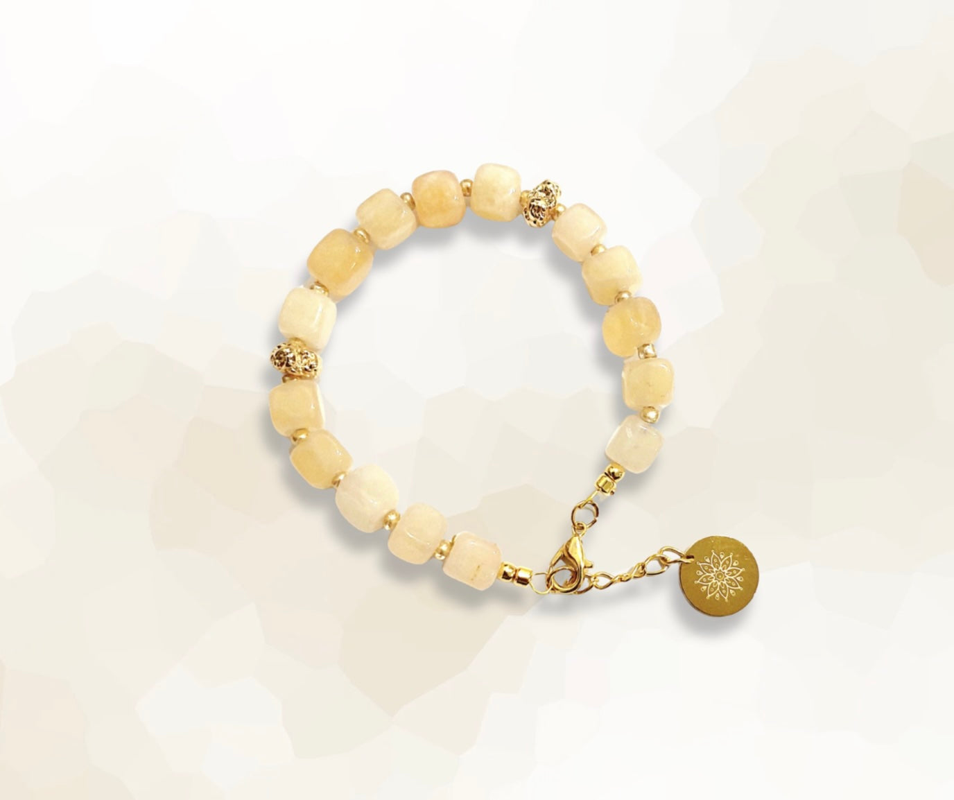 Citrine Natural Crystal Stone Bracelet with Decorative 18K Gold Plated Charm