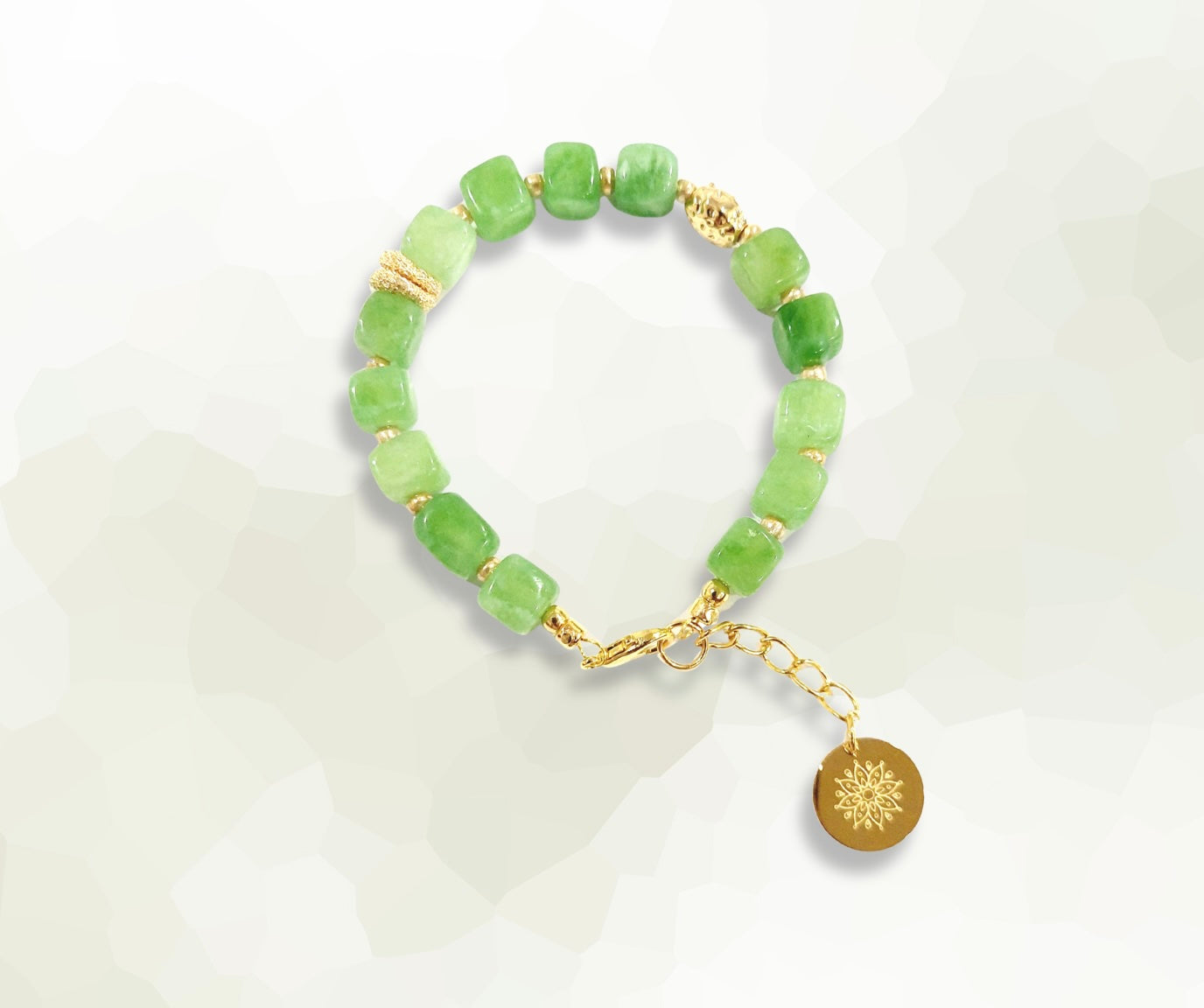 Peridot Natural Crystal Stone Bracelet with Decorative 18K Gold Plated Charm