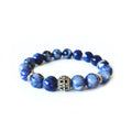 Sodalite Bracelet with Decorative Silver Charm Natural Stone Bracelet for Women