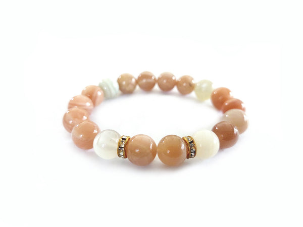 Moonstone Bracelet with Decorative Gold Plated Charm Jewelry